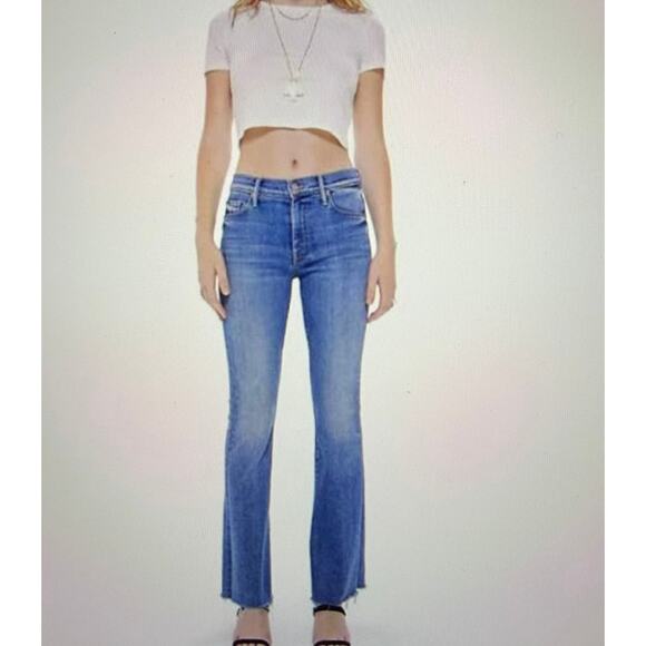 Mother The Weekender Fray Jeans Size 27 Groovy Kind of Love Flare Premium Denim - Picture 9 of 12